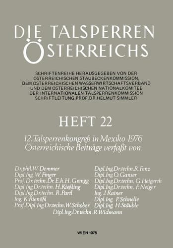 12. Talsperrenkongreß in Mexiko 1976 Österreichische Beiträge