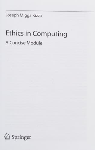 Ethics in Computing A Concise Module