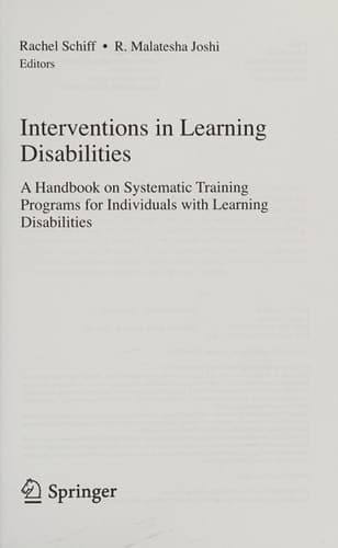 Interventions in Learning Disabilities A Handbook on Systematic Training Programs for Individuals with Learning Disabilities