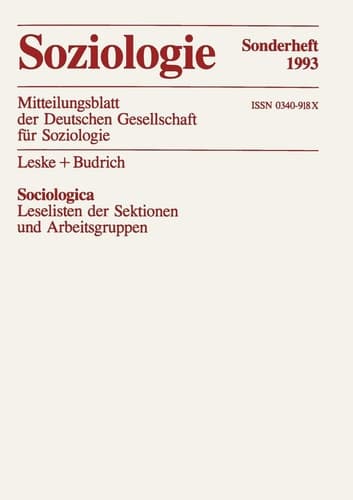 Sociologica Leseliste der Sektionen und Arbeitsgruppen