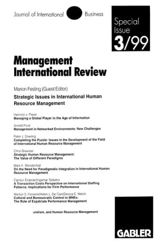 Management and International Review Strategic Issues in International Human Resource Management