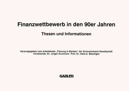 Finanzwettbewerb in den 90er Jahren Thesen und Informationen