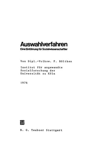 Auswahlverfahren Eine Einführung für Sozialwissenschaftler