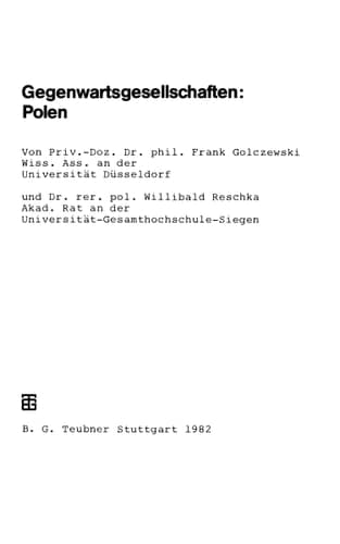 Gegenwartsgesellschaften: Polen (Teubner Studienskripten zur Soziologie, 40) (German Edition)