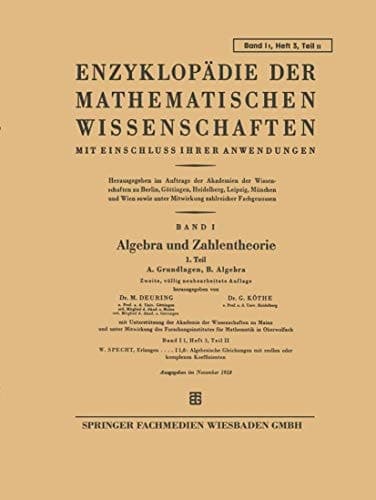 Algebra und Zahlentheorie A. Grundlage, B. Algebra
