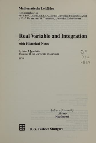Real Variable and Integration: with Historical Notes (Mathematische Leitfäden) (German Edition)