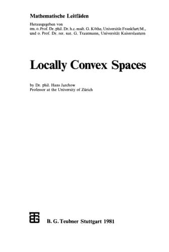 Locally Convex Spaces (Mathematische Leitfäden)