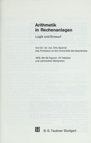 Arithmetik in Rechenanlagen Logik und Entwurf