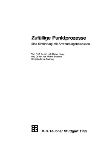 Zufällige Punktprozesse: Eine Einführung mit Anwendungsbeispielen (Teubner Skripten zur Mathematischen Stochastik) (German Edition)