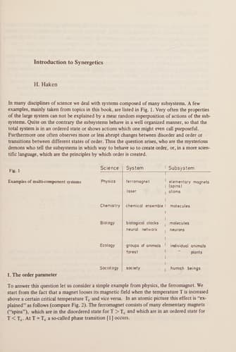 Synergetics Cooperative Phenomena in Multi-Component Systems