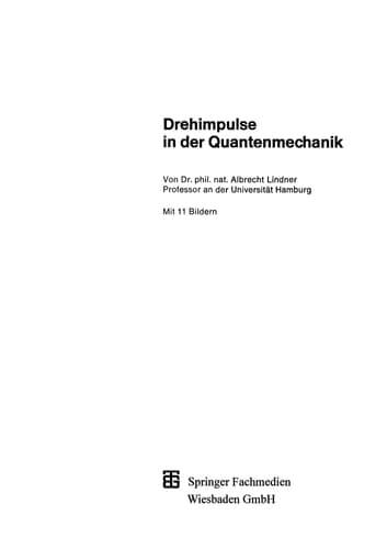 Drehimpulse in der Quantenmechanik (Teubner Studienbücher Physik) (German Edition)