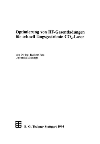 Optimierung von HF-Gasentladungen für schnell längsgeströmte CO2-Laser