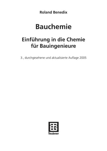 Bauchemie Einführung in die Chemie für Bauingenieure