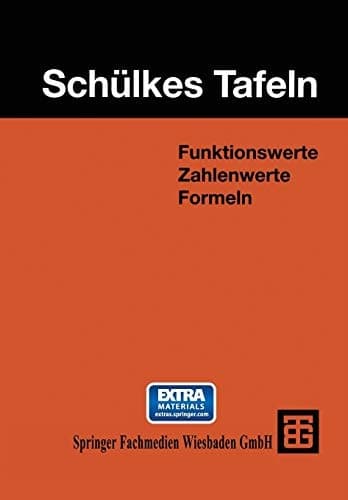 Schülkes Tafeln Funktionswerte Zahlenwerte Formeln