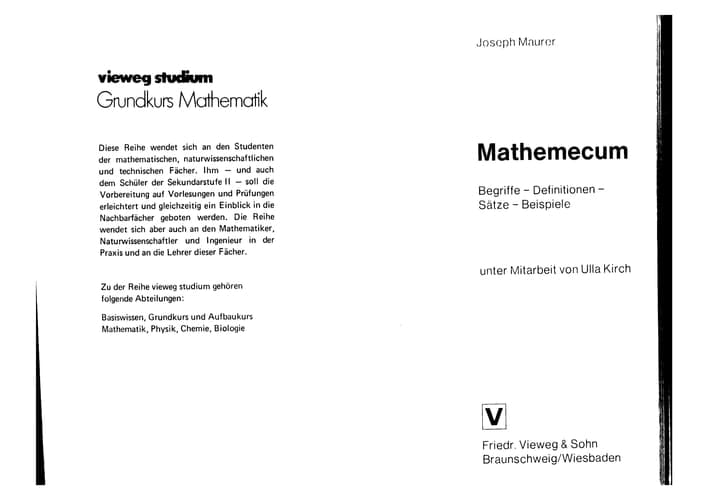 Mathemecum Begriffe — Definitionen — Sätze — Beispiele