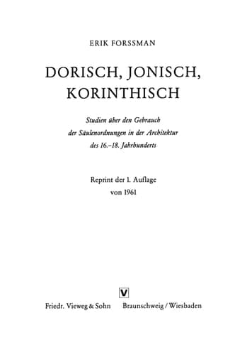 Dorisch, Jonisch, Korinthisch: Studien über den Gebrauch der Säulenordnungen in der Architektur des 16.–18. Jahrhunderts (German Edition)