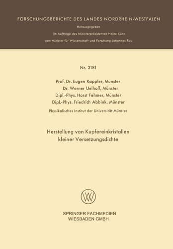 Herstellung von Kupfereinkristallen kleiner Versetzungsdichte