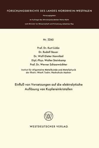 Einfluß von Versetzungen auf die elektrolytische Auflösung von Kupfereinkristallen