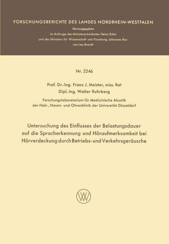 Untersuchung des Einflusses der Belastungsdauer auf die Spracherkennung und Höraufmerksamkeit bei Hörverdeckung durch Betriebs- und Verkehrsgeräusche