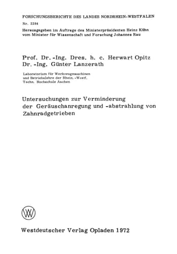 Untersuchungen zur Verminderung der Geräuschanregung und -abstrahlung von Zahnradgetrieben