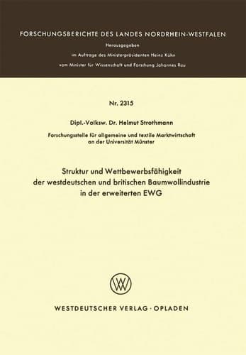 Struktur und Wettbewerbsfähigkeit der westdeutschen und britischen Baumwollindustrie in der erweiterten EWG