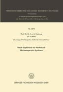 Neue Ergebnisse zur Hochdruck-Hochtemperatur-Synthese