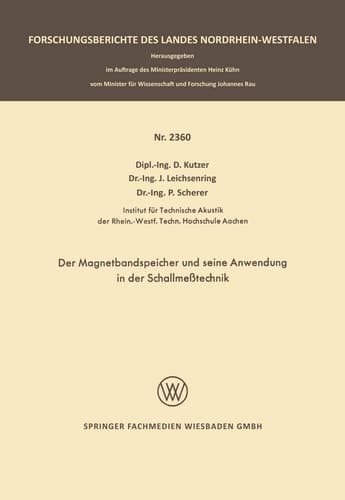 Der Magnetbandspeicher und seine Anwendung in der Schallmeßtechnik