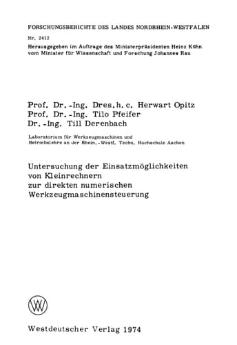 Untersuchung der Einsatzmöglichkeiten von Kleinrechnern zur direkten numerischen Werkzeugmaschinensteuerung