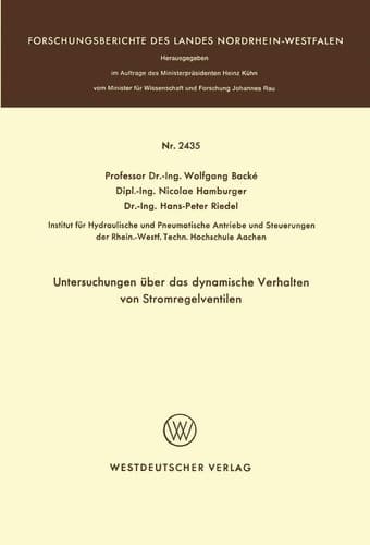 Untersuchungen über das dynamische Verhalten von Stromregelventilen