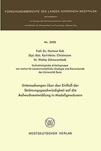 Untersuchungen über den Einfluß der Strömungsgeschwindigkeit auf die Aufwuchsentwicklung in Modellgewässern