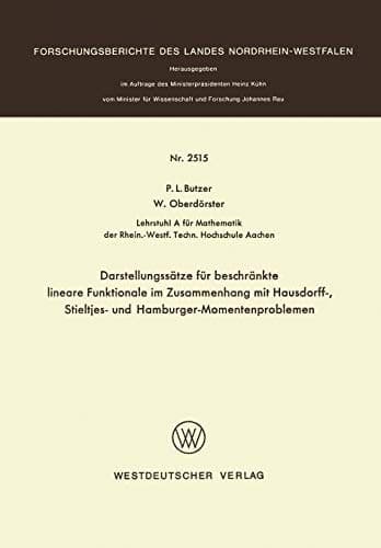 Darstellungssätze für beschränkte lineare Funktionale im Zusammenhang mit Hausdorff-, Stieltjes- und Hamburger-Momentenproblemen