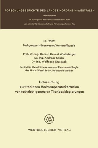 Untersuchung zur trockenen Hochtemperaturkorrosion von technisch genutzten Titanbasislegierungen