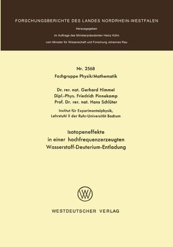 Isotopeneffekte in einer hochfrequenzerzeugten Wasserstoff-Deuterium-Entladung