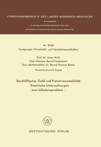 Beschäftigung, Geld und Preisniveaustabilität Empirische Untersuchungen zum Inflationsproblem