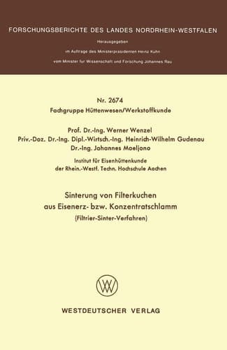 Sinterung von Filterkuchen aus Eisenerz- bzw. Konzentratschlamm Filtrier-Sinter-Verfahren