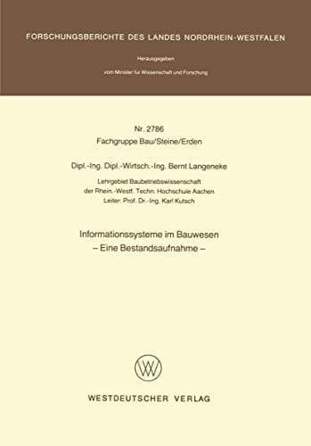 Informationssysteme im Bauwesen Eine Bestandsaufnahme