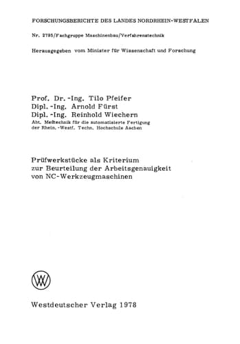 Prüfwerkstücke als Kriterium zur Beurteilung der Arbeitsgenauigkeit von NC-Werkzeugmaschinen
