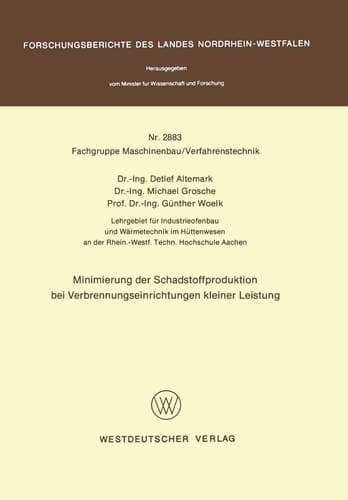 Minimierung der Schadstoffproduktion bei Verbrennungseinrichtungen kleiner Leistung
