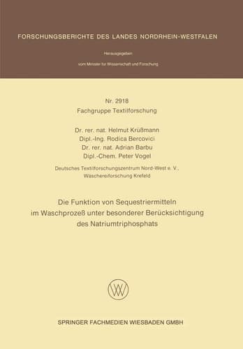 Die Funktion von Sequestriermitteln im Waschprozeß unter besonderer Berücksichtigung des Natriumtriphosphats