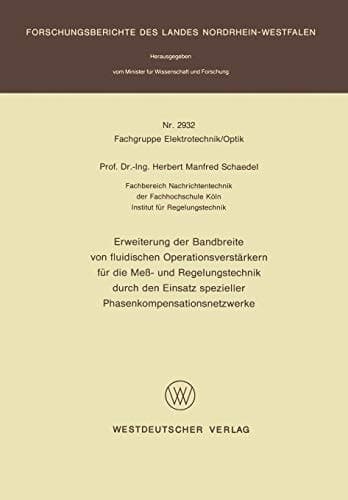 Erweiterung der Bandbreite von fluidischen Operationsverstärkern für die Meß- und Regelungstechnik durch den Einsatz spezieller Phasenkompensationsnetzwerke