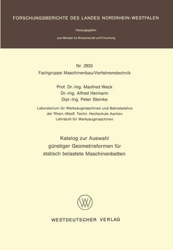 Katalog zur Auswahl günstiger Geometrieformen für statisch belastete Maschinenbetten
