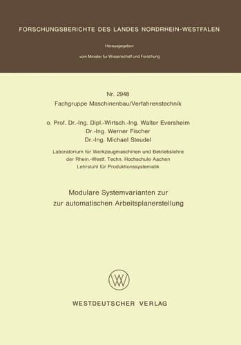 Modulare Systemvarianten zur automatischen Arbeitsplanerstellung