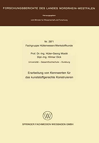 Erarbeitung von Kennwerten für das kunststoffgerechte Konstruieren