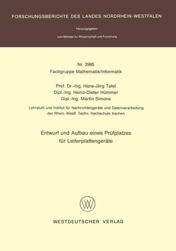 Entwurf und Aufbau eines Prüfplatzes für Leiterplattengeräte (Forschungsberichte des Landes Nordrhein-Westfalen, 2995) (German Edition)