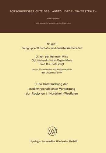 Eine Untersuchung der kreditwirtschaftlichen Versorgung der Regionen in Nordrhein-Westfalen
