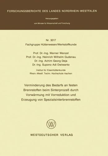 Verminderung des Bedarfs an festen Brennstoffen beim Sinterprozeß durch Vorwärmung mit Vorreduktion und Erzeugung von Spezialsinterbrennstoffen