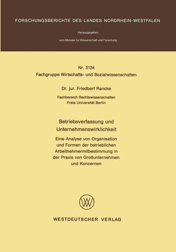 Betriebsverfassung und Unternehmenswirklichkeit Eine Analyse von Organisation und Formen der betrieblichen Arbeitnehmermitbestimmung in der Praxis von Großunternehmen und Konzernen