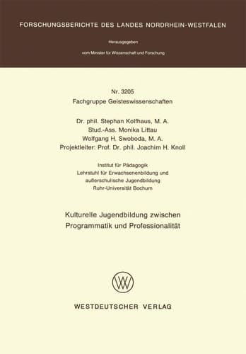 Kulturelle Jugendbildung zwischen Programmatik und Professionalität