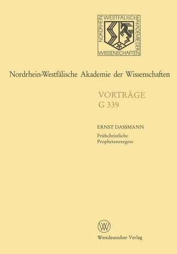 Nordrhein-Westfälische Akademie der Wissenschaften Geisteswissenschaften Vorträge - G 339