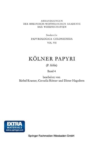 Kölner Papyri (Abhandlungen der Nordrhein-Westfälischen Akademie der Wissenschaften) (German Edition)